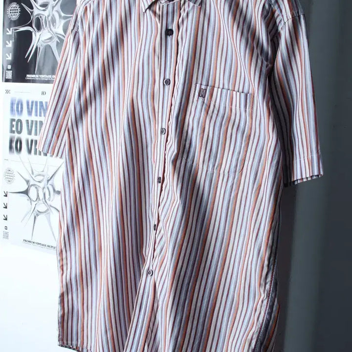 [BUNJANG] Daks Striped Short Sleeve Polo Shirt / (XL) 닥스 반팔 카라 티셔츠 셔츠 남방 스트라이프 컬러믹스-183A6