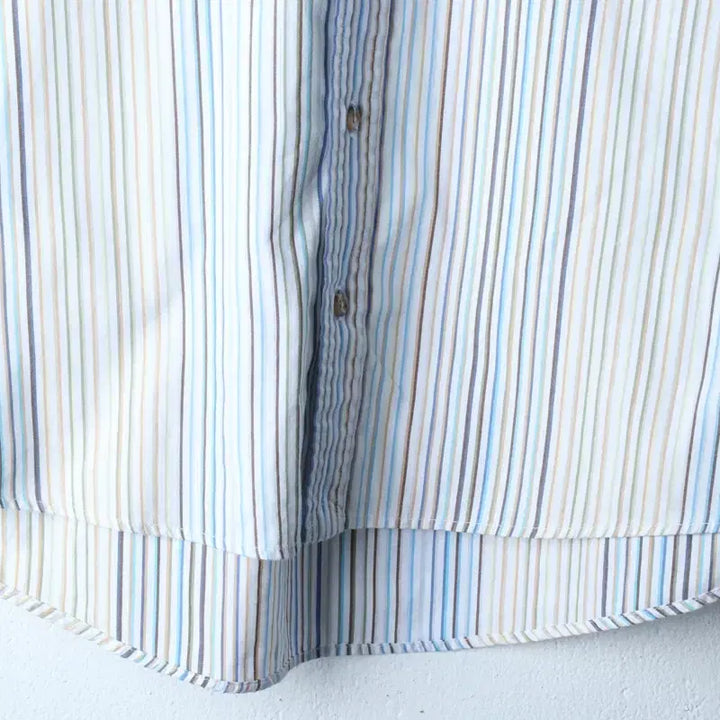 [BUNJANG] Chaps Striped Polo Shirt / (M) 챕스 반팔 카라 티셔츠 셔츠 남방 스트라이프 블루-183A7