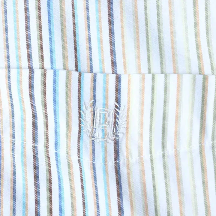 [BUNJANG] Chaps Striped Polo Shirt / (M) 챕스 반팔 카라 티셔츠 셔츠 남방 스트라이프 블루-183A7