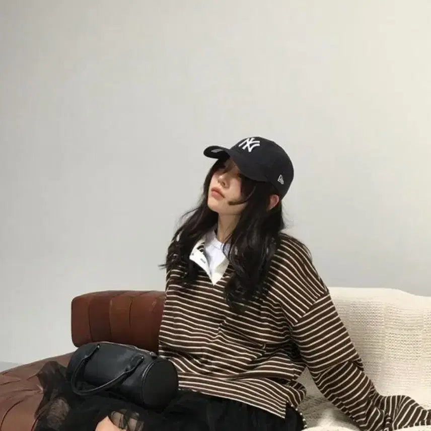 [BUNJANG] Markedly More Than Yesterday Striped Collar T-shirt / 마크들리 모어댄예스터데이 단카라카라티