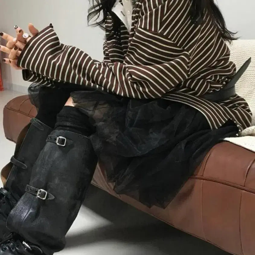 [BUNJANG] Markedly More Than Yesterday Striped Collar T-shirt / 마크들리 모어댄예스터데이 단카라카라티