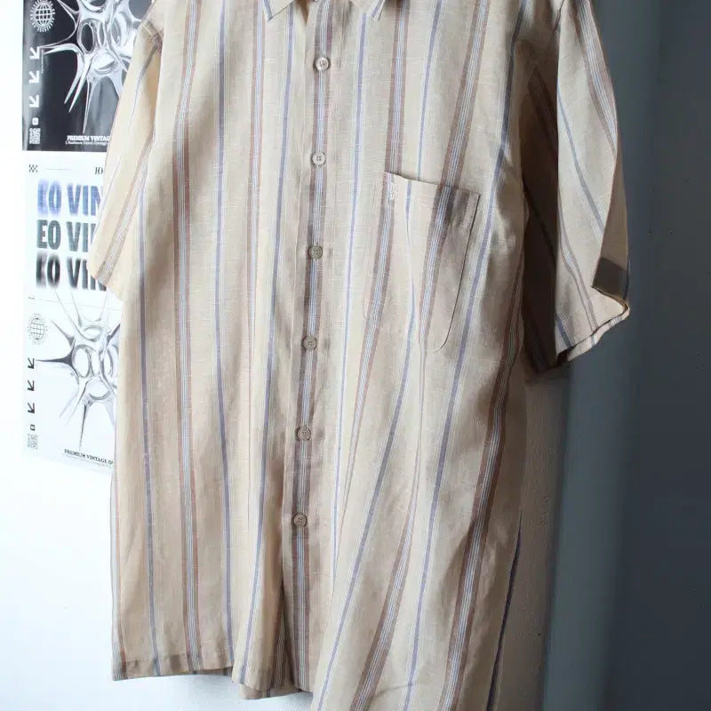 [BUNJANG] Daks Striped Short Sleeve Polo Shirt / (L-XL) 닥스 반팔 카라 티셔츠 셔츠 남방 스트라이프-183A8