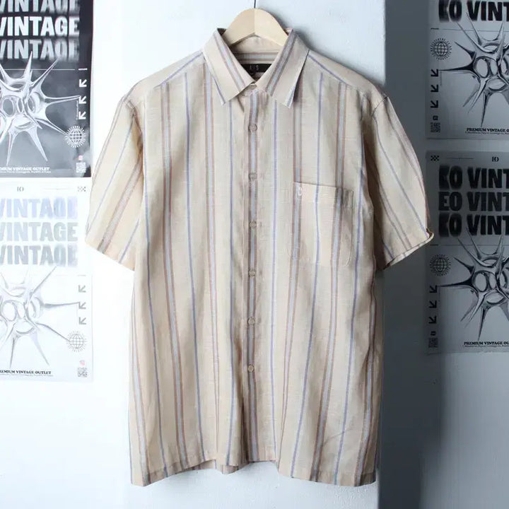 [BUNJANG] Daks Striped Short Sleeve Polo Shirt / (L-XL) 닥스 반팔 카라 티셔츠 셔츠 남방 스트라이프-183A8