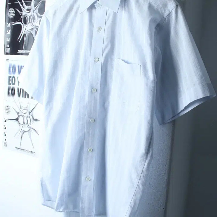 [BUNJANG] Aquascutum Striped Short Sleeve Shirt / (M) 아쿠아스큐텀 반팔 카라 티셔츠 셔츠 남방 스트라이프-183A9