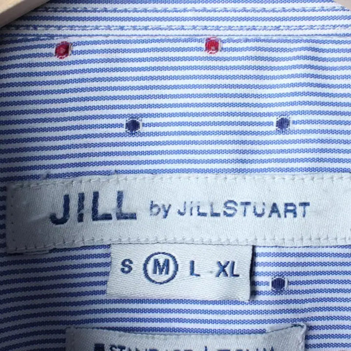 [BUNJANG] Jill Stuart Striped Short Sleeve Shirt / (M-L) 질스튜어트 반팔 카라 티셔츠 셔츠 남방 스트라이프-183AA
