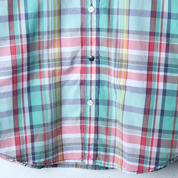 [BUNJANG] Tommy Hilfiger Checkered Polo Shirt / (M-L) 타미힐피거 반팔 카라 티셔츠 셔츠 남방 체크 그린-183AC