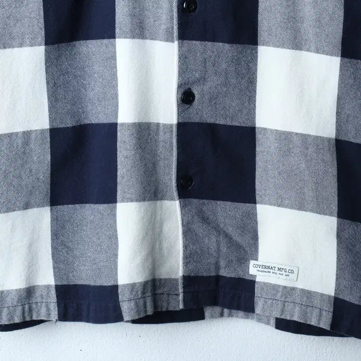 [BUNJANG] Covernat Checkered Navy Short Sleeve Shirt / (M-L) 커버낫 반팔 카라 티셔츠 셔츠 남방 체크 네이비-183AE