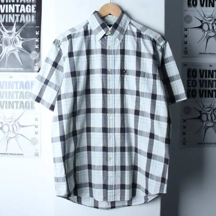 [BUNJANG] Tommy Hilfiger Checkered Polo Shirt / (S-L) 타미힐피거 반팔 카라 티셔츠 셔츠 남방 체크-183B0