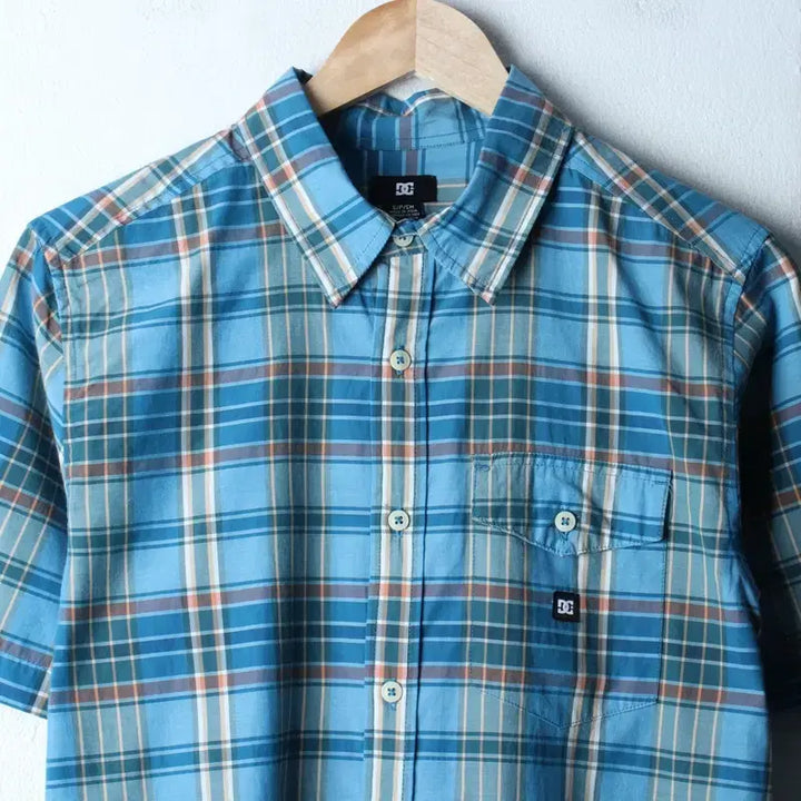 [BUNJANG] S-M Checkered Polo Shirt / (S-M) 디씨슈즈 반팔 카라 티셔츠 셔츠 남방 체크 블루-183B1