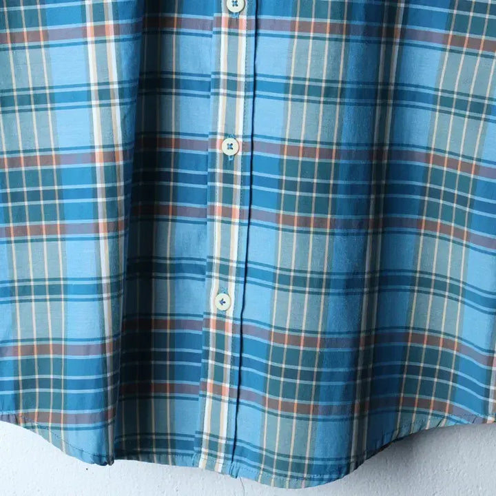 [BUNJANG] S-M Checkered Polo Shirt / (S-M) 디씨슈즈 반팔 카라 티셔츠 셔츠 남방 체크 블루-183B1