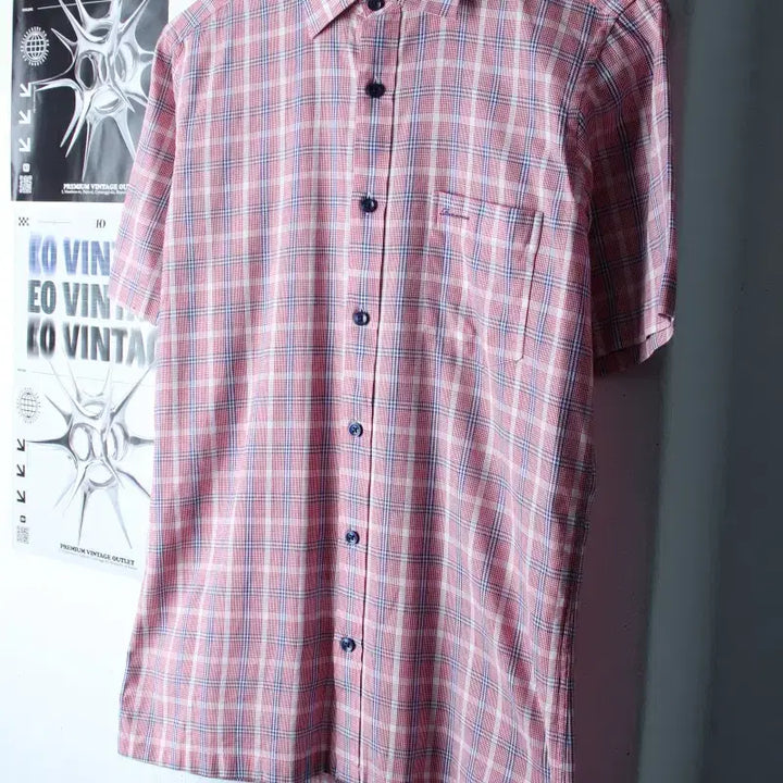 [BUNJANG] Renoma Checkered Short Sleeve Shirt / (M-L) 레노마 반팔 카라 티셔츠 셔츠 남방 체크 레드-183B2