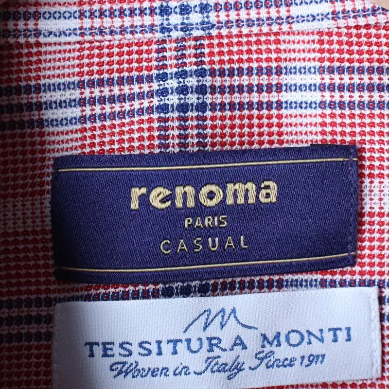 [BUNJANG] Renoma Checkered Short Sleeve Shirt / (M-L) 레노마 반팔 카라 티셔츠 셔츠 남방 체크 레드-183B2
