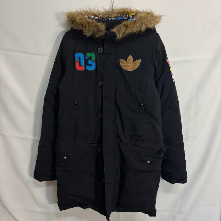 [BUNJANG] Adidas Hooded Long Padded Jacket / 아디다스 야상 후드 롱패딩 자켓