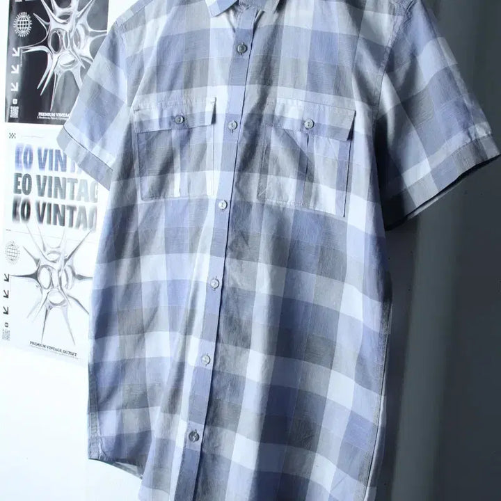 [BUNJANG] Calvin Klein Checkered Pocket Polo Shirt / (S-M) 캘빈클라인 반팔 카라 티셔츠 셔츠 남방 체크 포켓-183B4