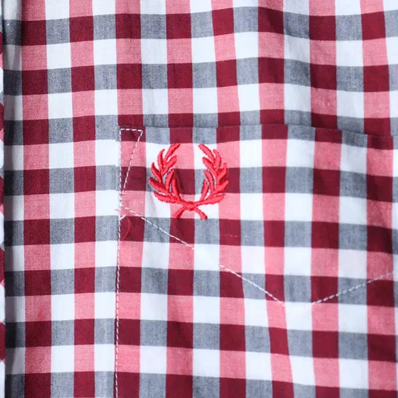 [BUNJANG] Fred Perry Checkered Polo Shirt / (S-M) 프레디페리 반팔 카라 티셔츠 셔츠 남방 체크 레드-183B5