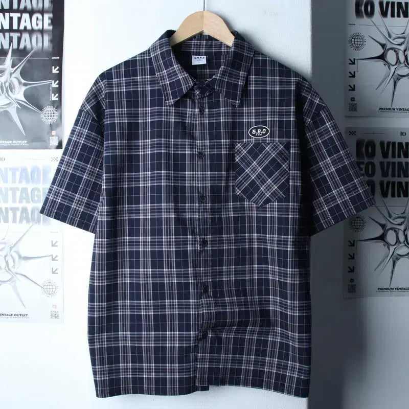 [BUNJANG] OiOi Checkered Collar Shirt / (L-XL) 오아이오아이 반팔 카라 티셔츠 셔츠 남방 체크-183B6