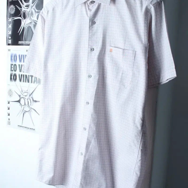 [BUNJANG] Louis Quatorze Checkered Short Sleeve Polo Shirt / (L-XL) 루이가또즈 반팔 카라 티셔츠 셔츠 남방 체크-183B8