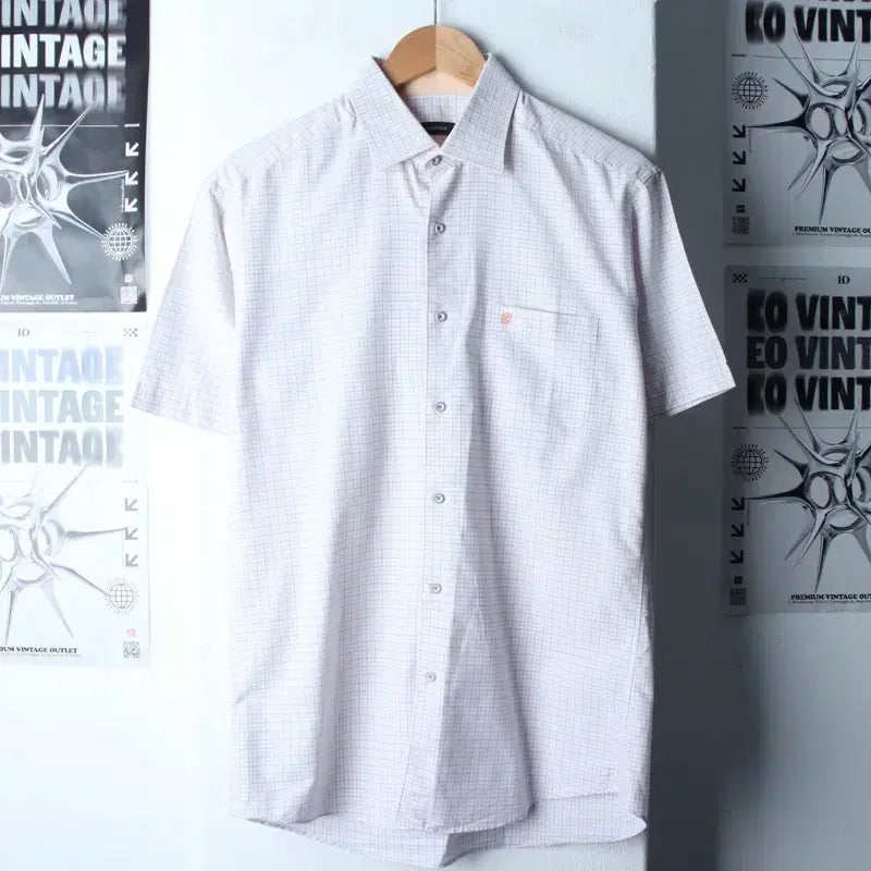 [BUNJANG] Louis Quatorze Checkered Short Sleeve Polo Shirt / (L-XL) 루이가또즈 반팔 카라 티셔츠 셔츠 남방 체크-183B8