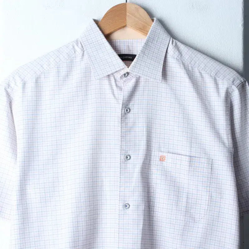 [BUNJANG] Louis Quatorze Checkered Short Sleeve Polo Shirt / (L-XL) 루이가또즈 반팔 카라 티셔츠 셔츠 남방 체크-183B8