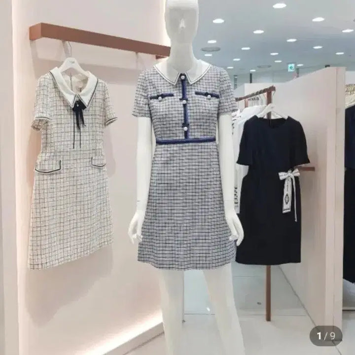 [BUNJANG] LINE Pearl Check Tweed Dress / LINE 펄 체크 트위드 원피스