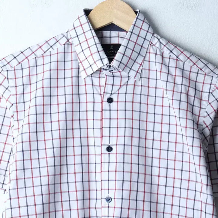 [BUNJANG] Lanvin Checkered Short Sleeve Polo Shirt / (M) 랑방 반팔 카라 티셔츠 셔츠 남방 체크 화이트-183BB