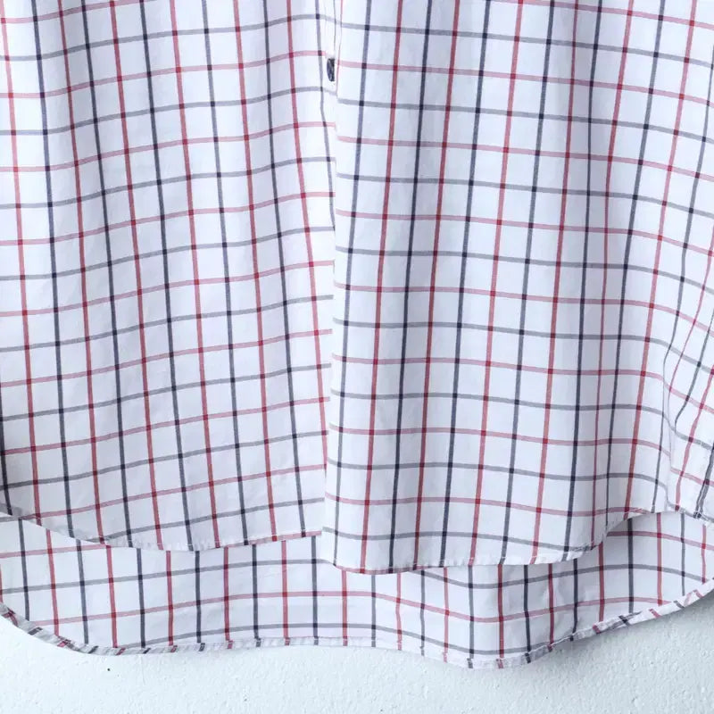 [BUNJANG] Lanvin Checkered Short Sleeve Polo Shirt / (M) 랑방 반팔 카라 티셔츠 셔츠 남방 체크 화이트-183BB