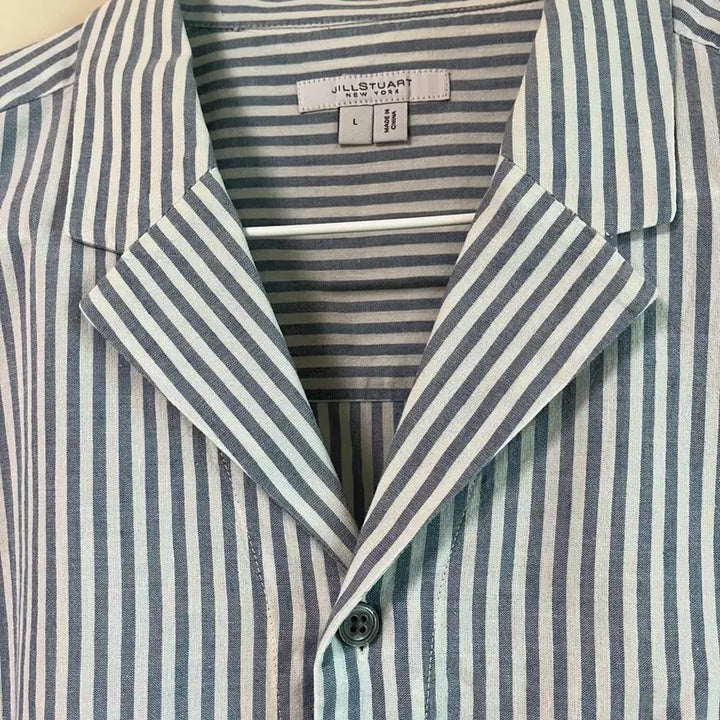 [BUNJANG] Jill Stuart New York Blue Striped Shirt L / 질스튜어트뉴욕 블루 스트라이프 셔츠 L 105