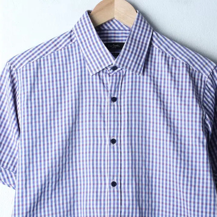 [BUNJANG] Pierre Cardin Checkered Short-Sleeve Polo Shirt / (L-XL) 피에르가르뎅 반팔 카라 티셔츠 셔츠 남방 체크-183BC