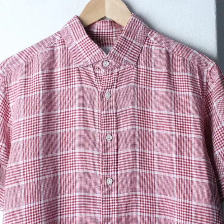 [BUNJANG] Unspecified Series Check Linen Shirt / (L-XL) 시리즈 반팔 카라 티셔츠 셔츠 남방 체크 린넨-183BD