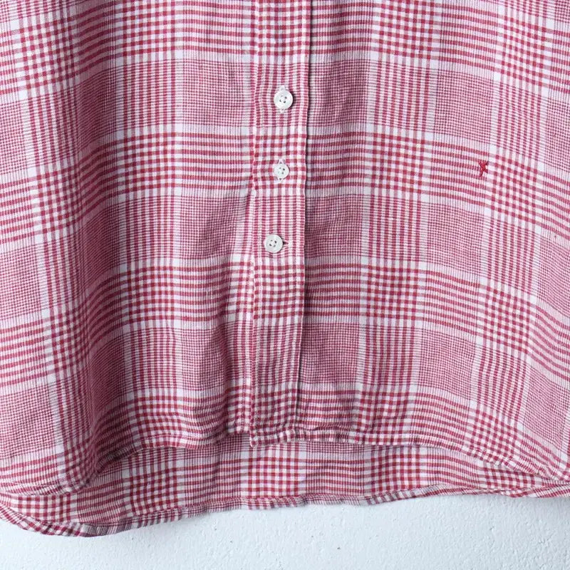 [BUNJANG] Unspecified Series Check Linen Shirt / (L-XL) 시리즈 반팔 카라 티셔츠 셔츠 남방 체크 린넨-183BD