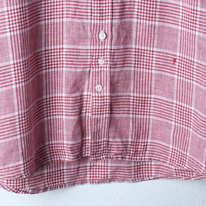 [BUNJANG] Unspecified Series Check Linen Shirt / (L-XL) 시리즈 반팔 카라 티셔츠 셔츠 남방 체크 린넨-183BD