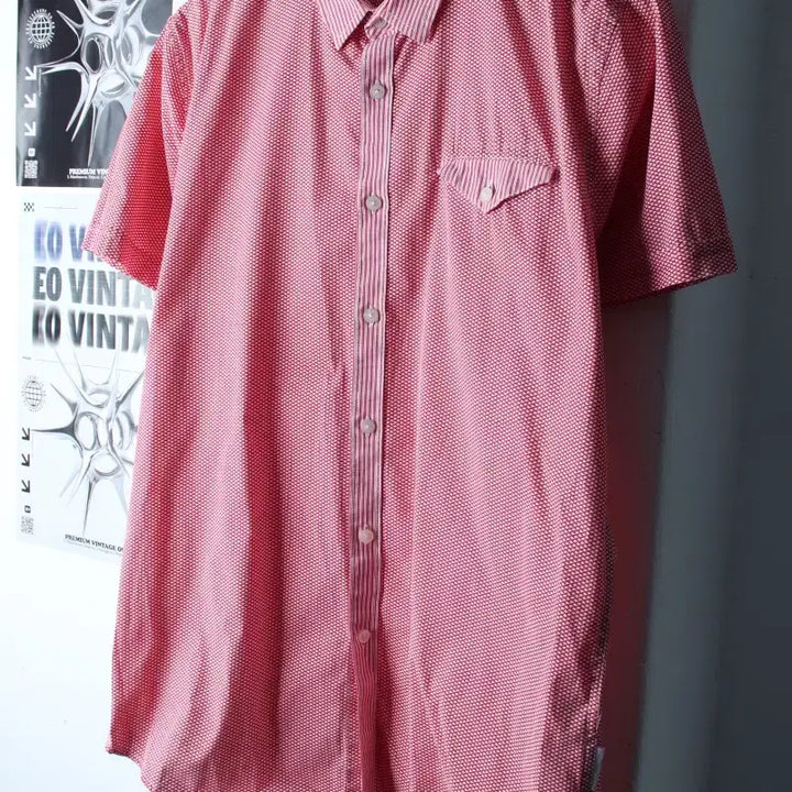 [BUNJANG] Calvin Klein Patterned Polo Shirt / (XL) 캘빈클라인 반팔 카라 티셔츠 셔츠 남방 패턴 레드-183BE