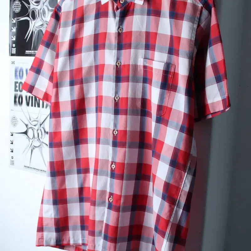 [BUNJANG] Pierre Cardin Checkered Short-Sleeve Polo Shirt / (L-XL) 피에르가르뎅 반팔 카라 티셔츠 셔츠 남방 체크-183C0
