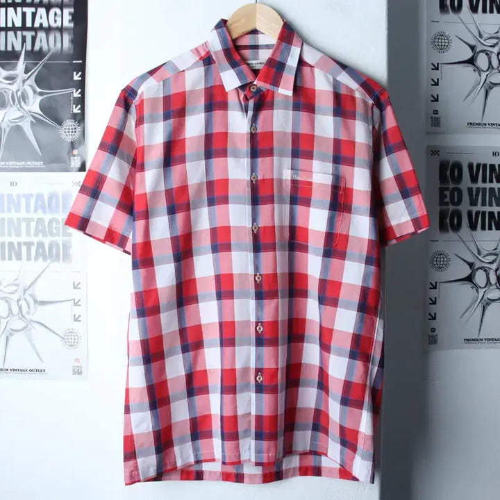 [BUNJANG] Pierre Cardin Checkered Short-Sleeve Polo Shirt / (L-XL) 피에르가르뎅 반팔 카라 티셔츠 셔츠 남방 체크-183C0