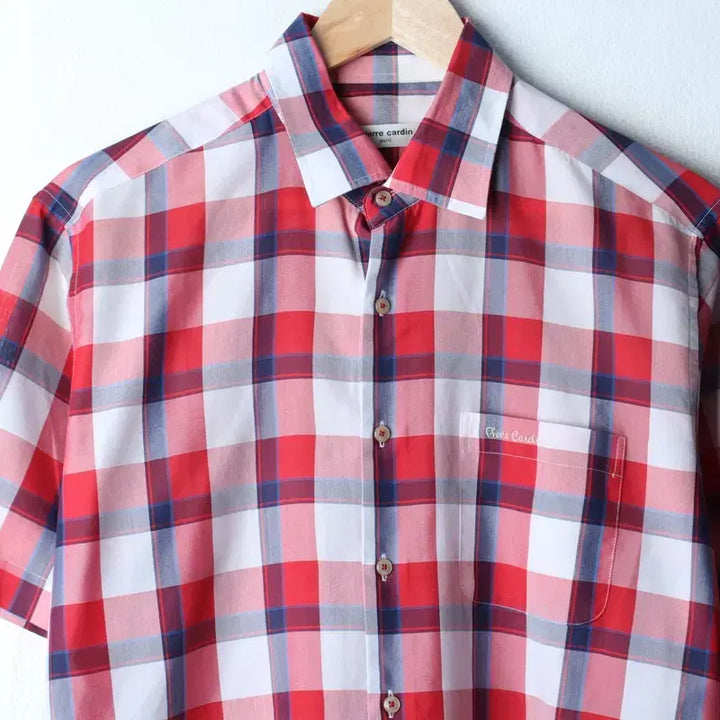[BUNJANG] Pierre Cardin Checkered Short-Sleeve Polo Shirt / (L-XL) 피에르가르뎅 반팔 카라 티셔츠 셔츠 남방 체크-183C0
