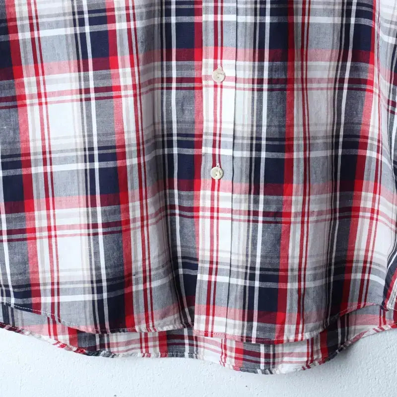 [BUNJANG] Fila Checkered Polo Shirt / (L-XL) 휠라 반팔 카라 티셔츠 셔츠 남방 체크 레드 마-183C2