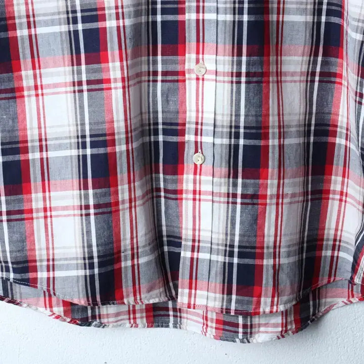 [BUNJANG] Fila Checkered Polo Shirt / (L-XL) 휠라 반팔 카라 티셔츠 셔츠 남방 체크 레드 마-183C2