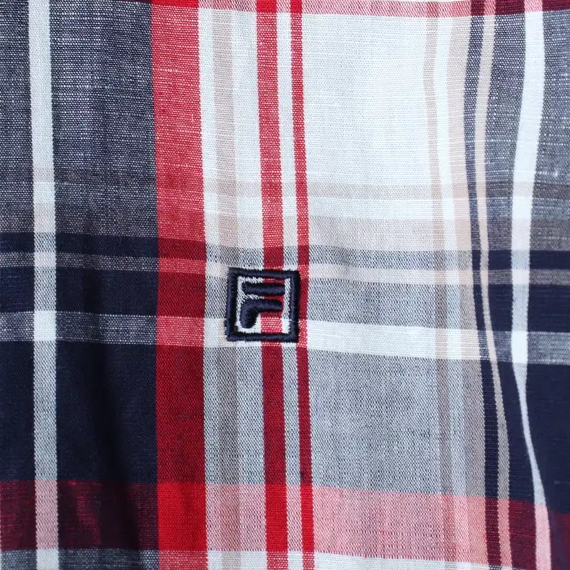 [BUNJANG] Fila Checkered Polo Shirt / (L-XL) 휠라 반팔 카라 티셔츠 셔츠 남방 체크 레드 마-183C2