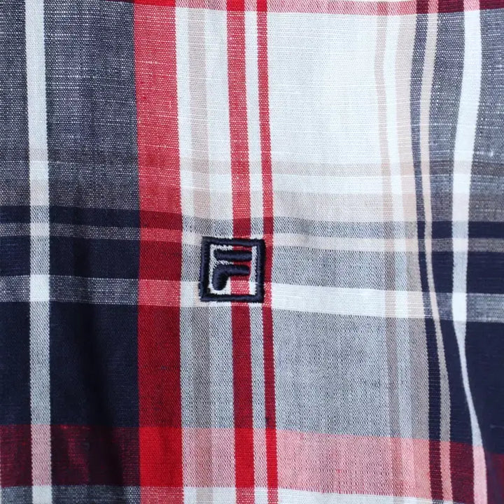 [BUNJANG] Fila Checkered Polo Shirt / (L-XL) 휠라 반팔 카라 티셔츠 셔츠 남방 체크 레드 마-183C2