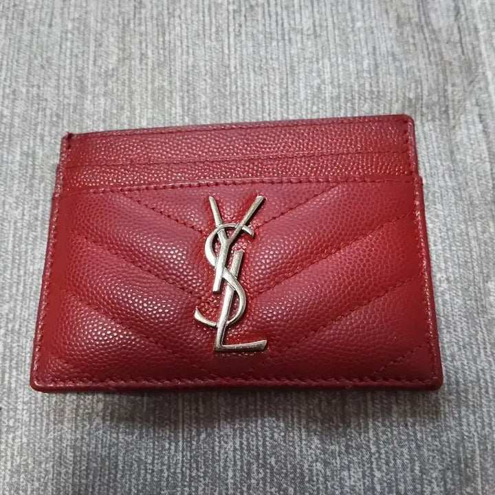 [BUNJANG] Saint Laurent Matelassé Card Wallet Red / 생로랑 마틀라세 카드지갑 레드