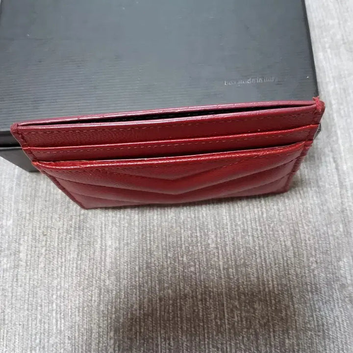 [BUNJANG] Saint Laurent Matelassé Card Wallet Red / 생로랑 마틀라세 카드지갑 레드