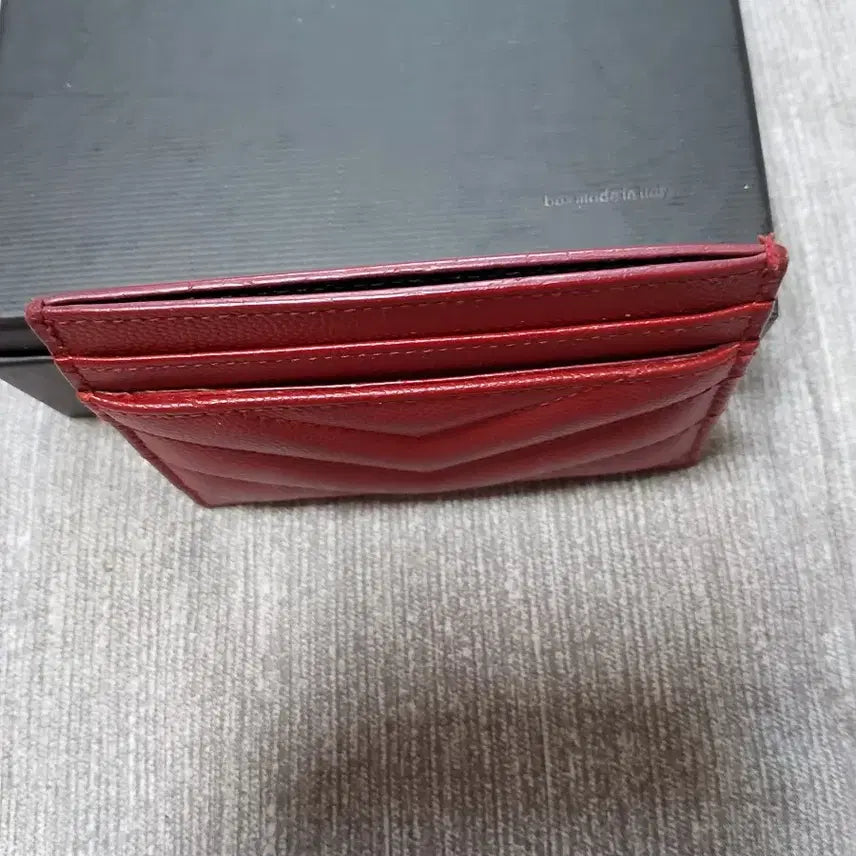 [BUNJANG] Saint Laurent Matelassé Card Wallet Red / 생로랑 마틀라세 카드지갑 레드