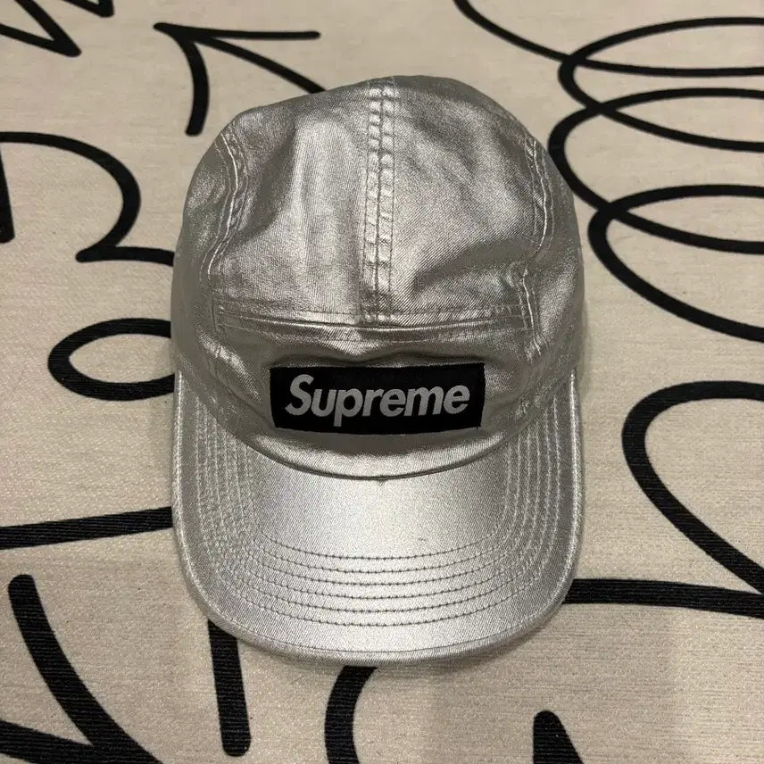 [BUNJANG] Supreme Washed Chino Twill Camp Cap / 슈프림 워시드 치노 트윌 캠프캡 실버 - 25SS
