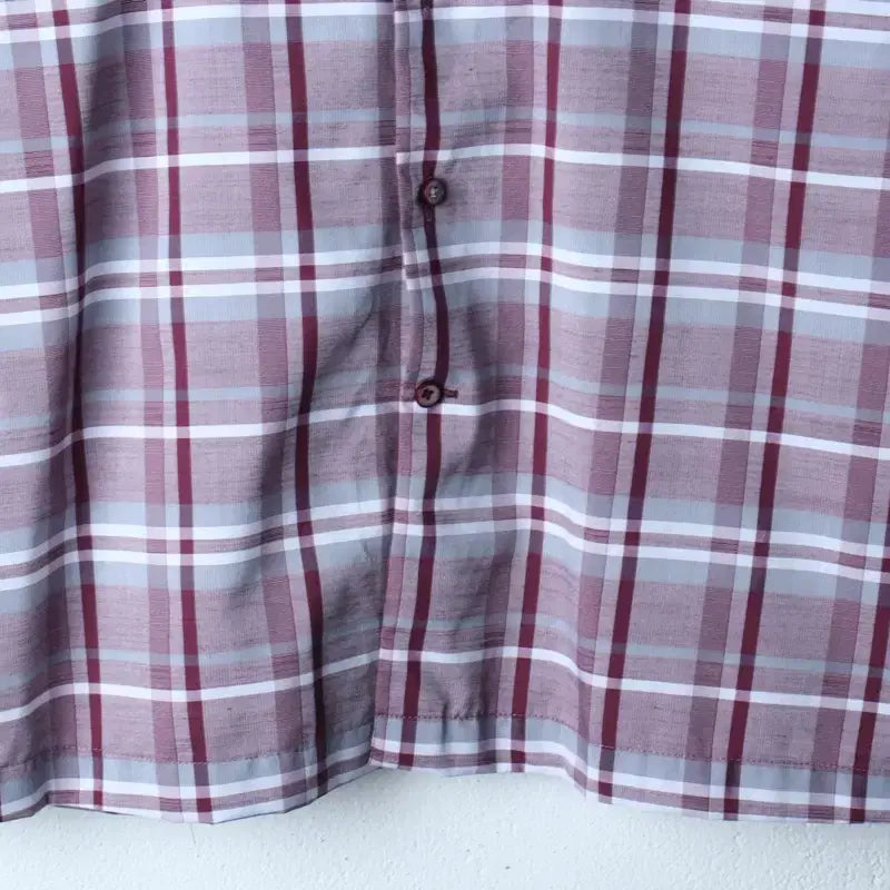 [BUNJANG] Indian Checkered Short Sleeve Shirt / (L-XL) 인디안 반팔 카라 티셔츠 셔츠 남방 체크 퍼플-183C3
