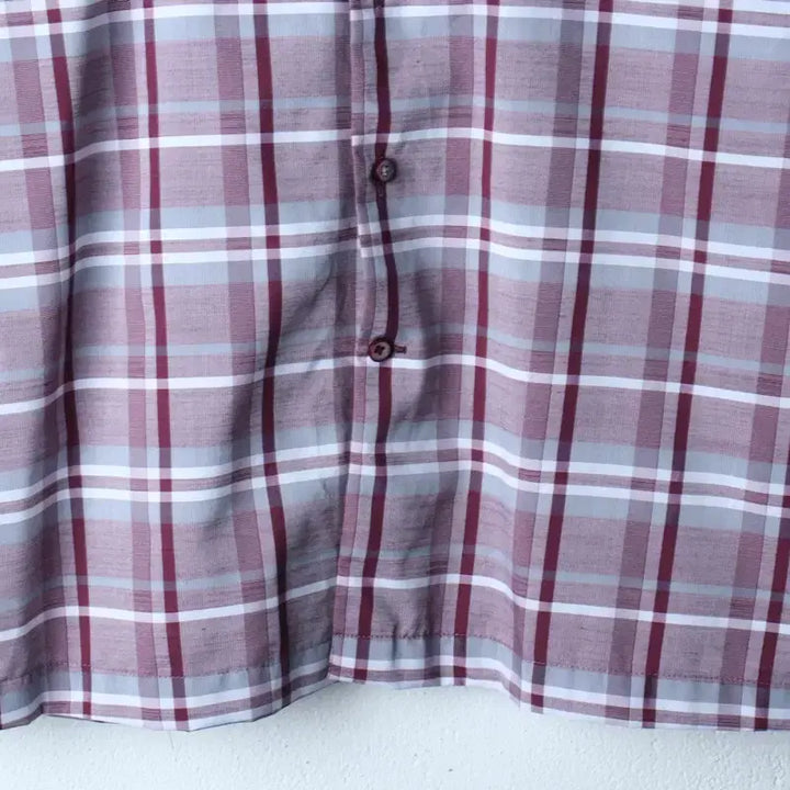 [BUNJANG] Indian Checkered Short Sleeve Shirt / (L-XL) 인디안 반팔 카라 티셔츠 셔츠 남방 체크 퍼플-183C3