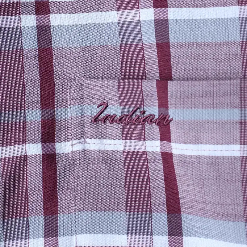 [BUNJANG] Indian Checkered Short Sleeve Shirt / (L-XL) 인디안 반팔 카라 티셔츠 셔츠 남방 체크 퍼플-183C3