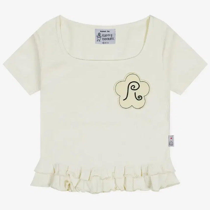[BUNJANG] Lunarkihou WXT047 Frill Layered Square Neck Short Sleeve Ivory / 루나키후 WXT047 프릴 레이어드 스퀘어넥 숏슬리브 아이보리