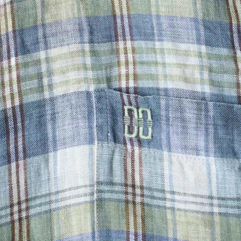 [BUNJANG] Daks Check Linen Short Sleeve Shirt / (XL-2XL) 닥스 반팔 카라 티셔츠 셔츠 남방 체크 린넨-183C4