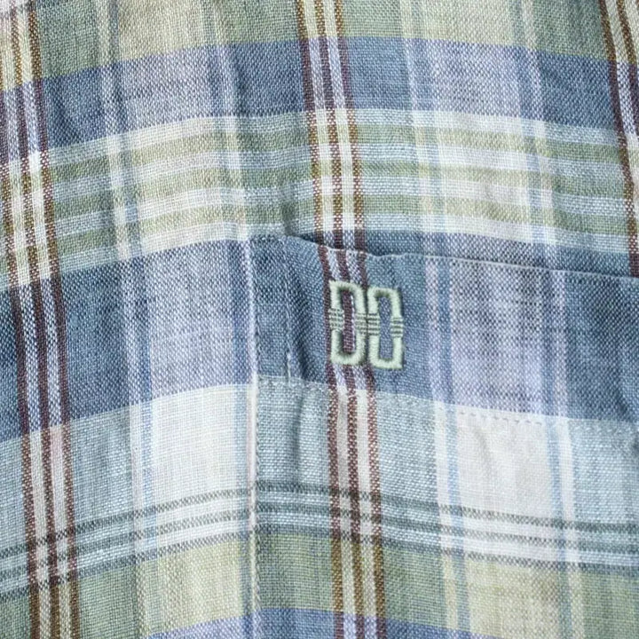[BUNJANG] Daks Check Linen Short Sleeve Shirt / (XL-2XL) 닥스 반팔 카라 티셔츠 셔츠 남방 체크 린넨-183C4