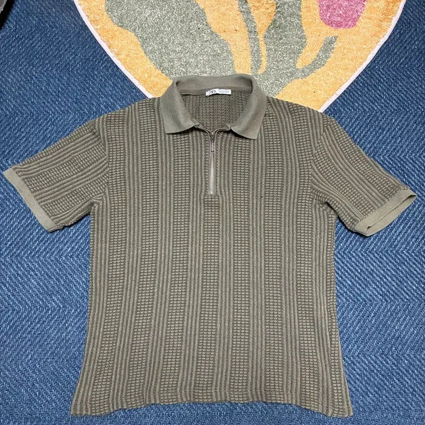 [BUNJANG] ZARA Half-Zip Collar Knit Top / 95-100 자라 반집업 카라 반팔 니트